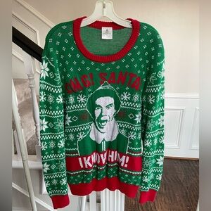 Elf Green and Red Christmas Sweater, XL